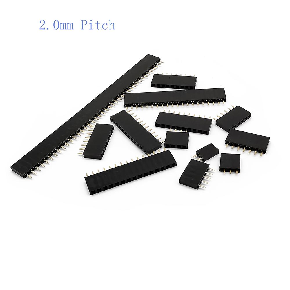 50PCS Single Row Straight Female 2.0MM PIN Header 2MM Pitch Strip Connector Socket 2/3/4/5/6/8/10/20/40 PIN