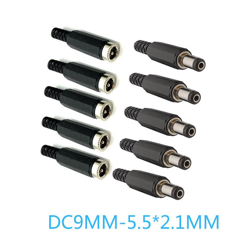 100Pcs DC Power5.5*2.1MM Male Female Plugs Socket Adapter Connectors 2.1x5.5mm Female 5.5*2.1mm Male connector