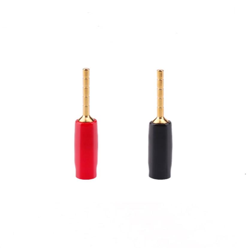 2Pcs 2mm Banana Plug Terminals Gold-Plated Copper Wiring Connector Adapter for Hi-fi Speaker Video Black And Red