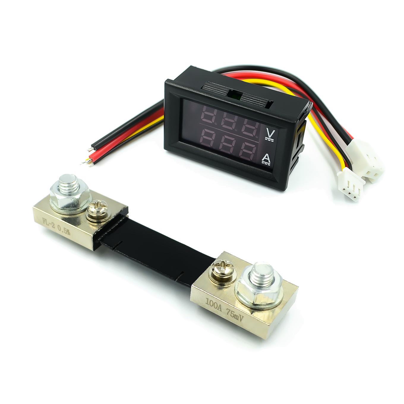 Mini 0.28inch LED Digital Voltmeter Ammeter DC 100V 50A 100A Volt Ampere Meter Amperemeter Voltage Indicator Tester with shunt