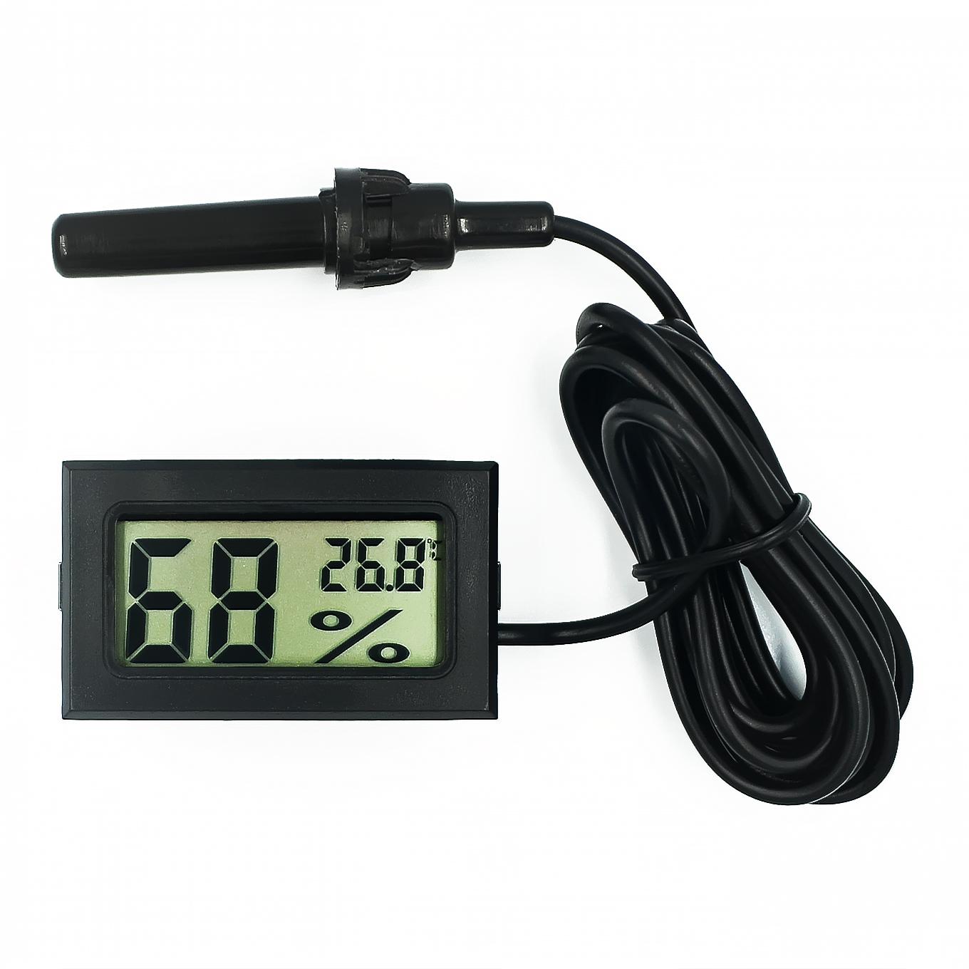 Professional Mini Probe Digital LCD Thermometer Hygrometer Humidity Temperature Meter Indoor Digital LCD Display Black