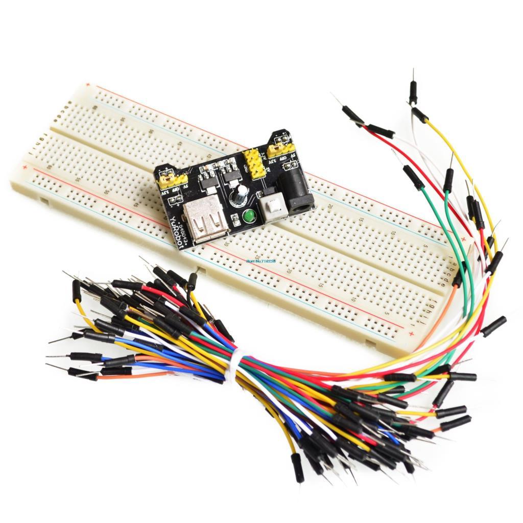 3-3V-5V-MB102-Breadboard-power-module-MB-102-830-points-Solderless-Prototype-Bread-board-kit-65-Flexible-jumper-wires-wholesale