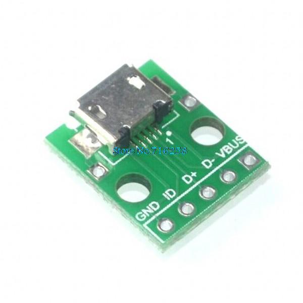 50pcs-MICRO-USB-to-DIP-Adapter-5pin-female-connector-B-type-pcb-converter
