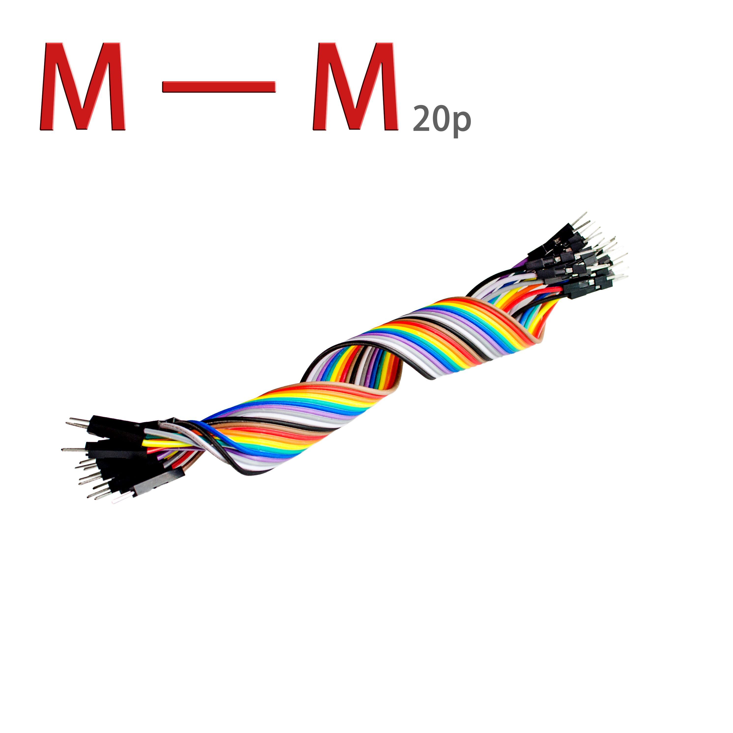 20pcs 20cm 2.54mm 1p-1p Pin Male to Male Color Breadboard Cable Jump Wire Jumper For