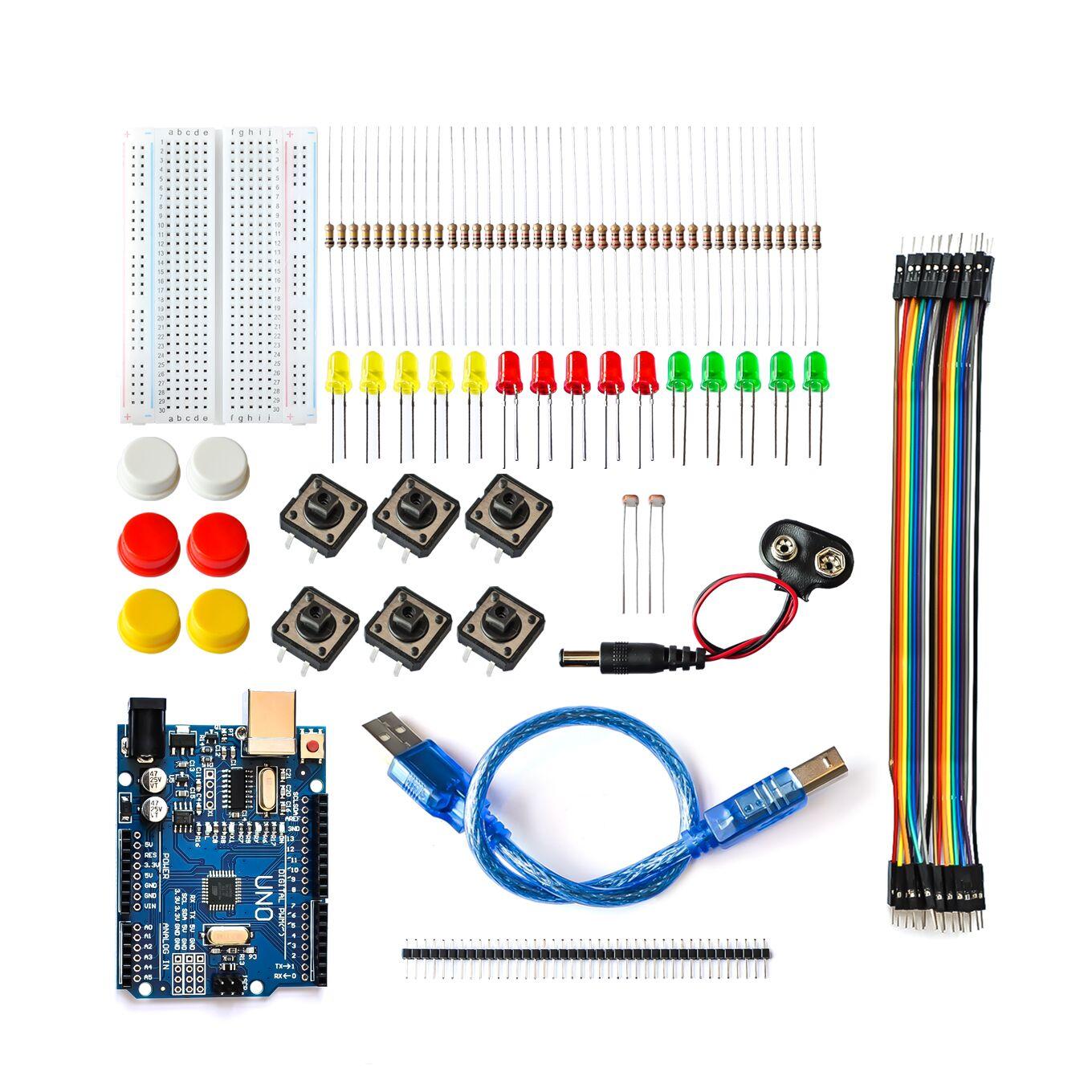new Starter Kit UNO R3 for arduino mini Breadboard LED jumper wire button compatile