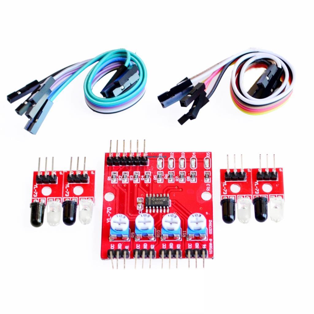 Four Way 4 Channel Infrared Detector Tracing Transmission Line Obstacle Avoidance Sensor Module  Diy Car Robot