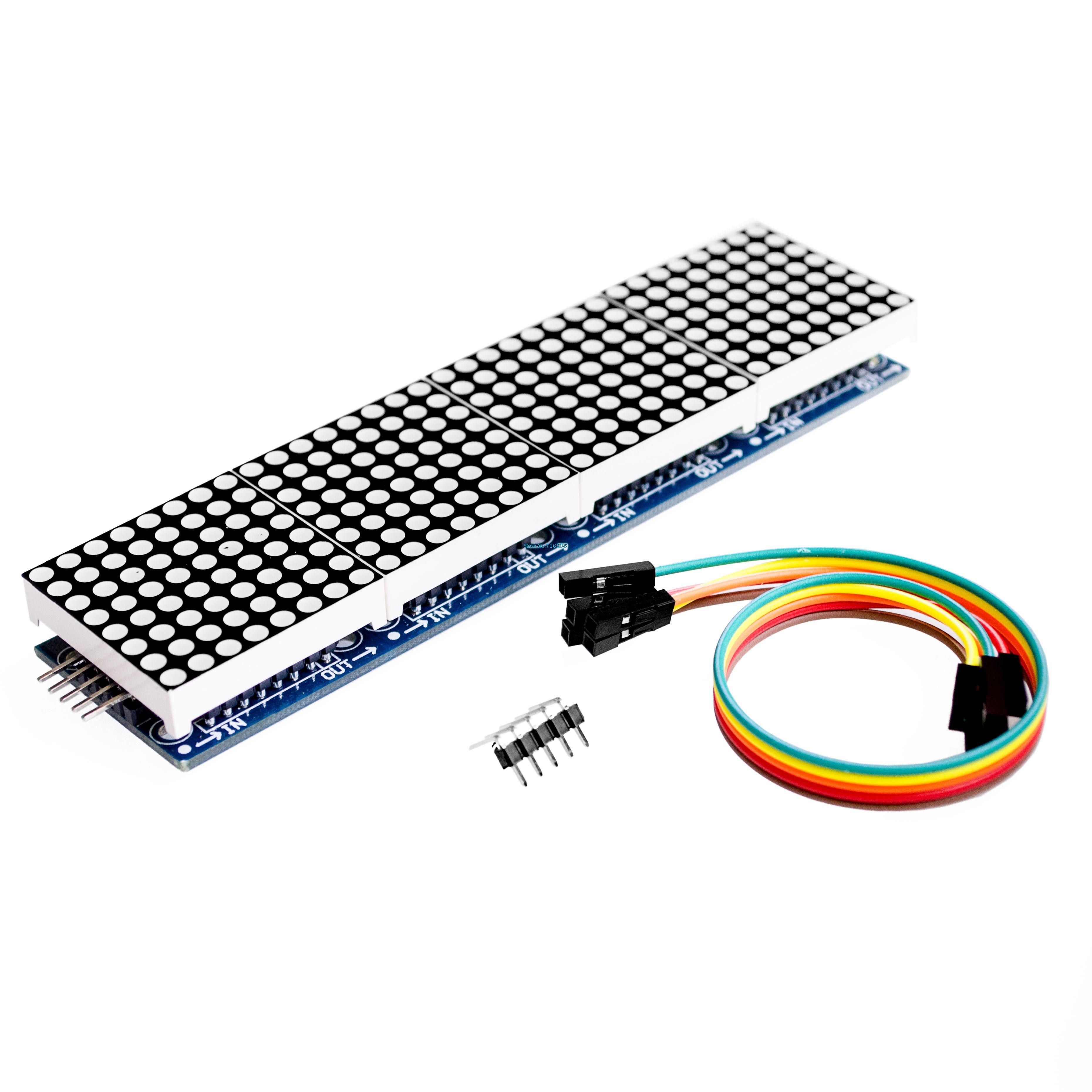 10pcs/lot MAX7219 Dot Matrix Module  Microcontroller 4 In One Display with 5P Line